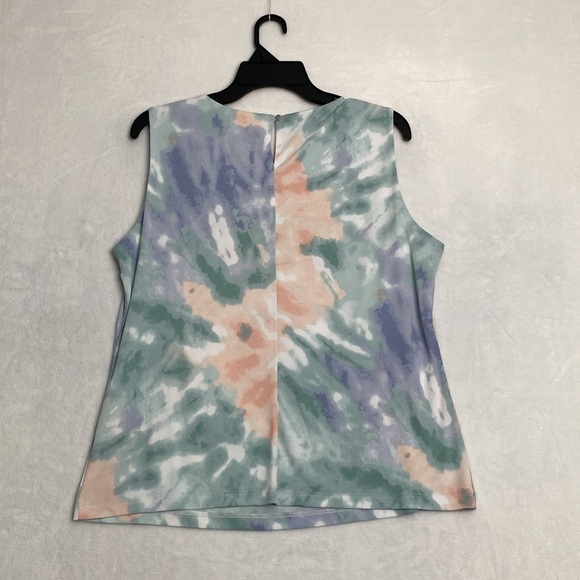 New Calvin Klein  Tie Dye Print Pleated Crew Neck Sleeveless Cami Top Size XL - Picture 8 of 9